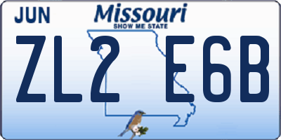 MO license plate ZL2E6B