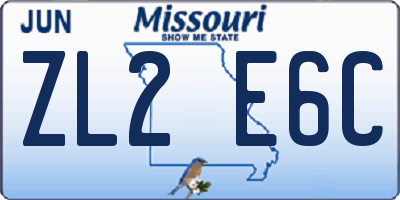 MO license plate ZL2E6C