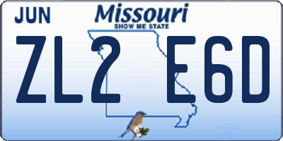 MO license plate ZL2E6D