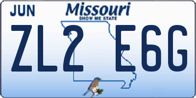MO license plate ZL2E6G