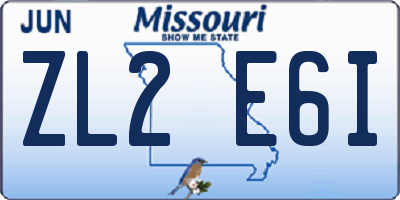 MO license plate ZL2E6I