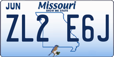 MO license plate ZL2E6J