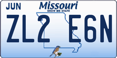 MO license plate ZL2E6N