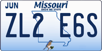 MO license plate ZL2E6S