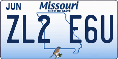 MO license plate ZL2E6U
