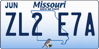 MO license plate ZL2E7A