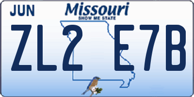 MO license plate ZL2E7B