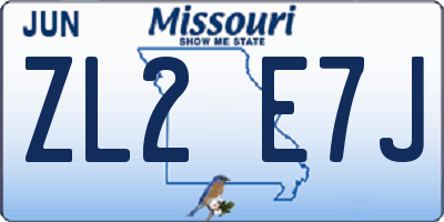 MO license plate ZL2E7J