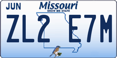 MO license plate ZL2E7M