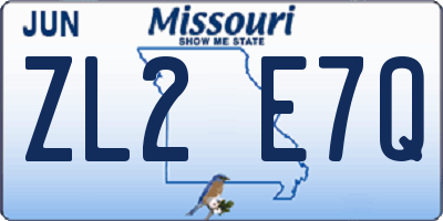 MO license plate ZL2E7Q