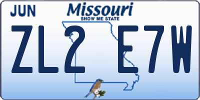 MO license plate ZL2E7W