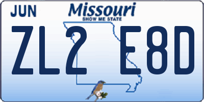 MO license plate ZL2E8D