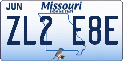 MO license plate ZL2E8E