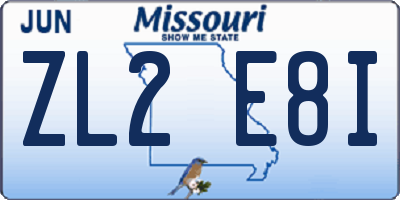 MO license plate ZL2E8I