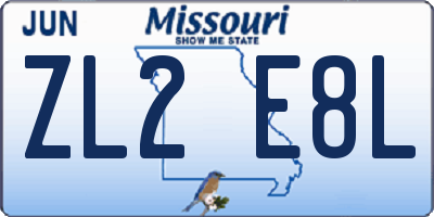 MO license plate ZL2E8L