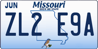 MO license plate ZL2E9A