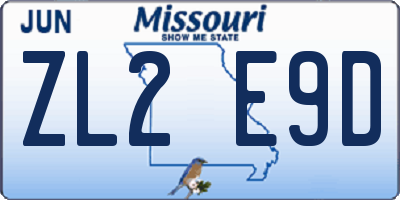 MO license plate ZL2E9D