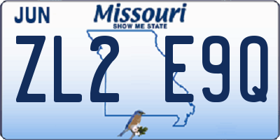 MO license plate ZL2E9Q