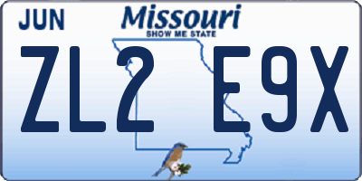 MO license plate ZL2E9X