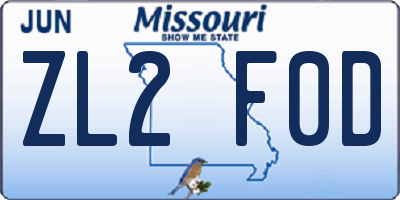 MO license plate ZL2F0D