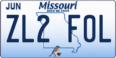 MO license plate ZL2F0L