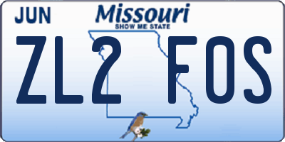 MO license plate ZL2F0S