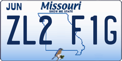 MO license plate ZL2F1G