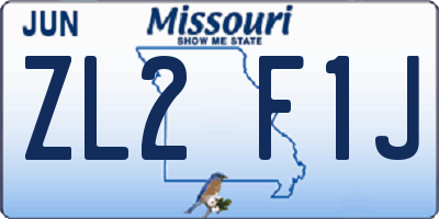MO license plate ZL2F1J