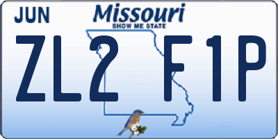 MO license plate ZL2F1P