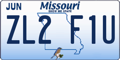 MO license plate ZL2F1U