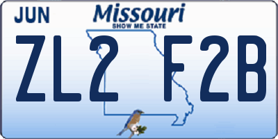 MO license plate ZL2F2B