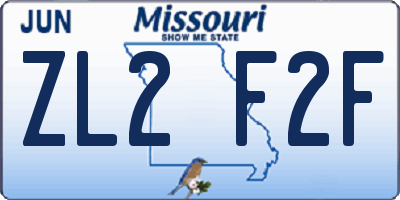 MO license plate ZL2F2F
