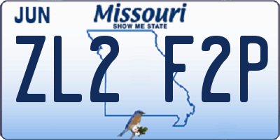 MO license plate ZL2F2P