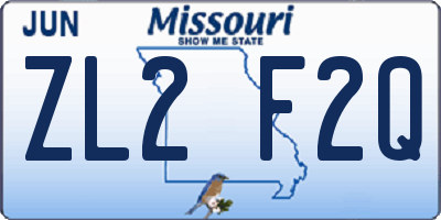 MO license plate ZL2F2Q