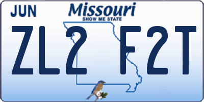 MO license plate ZL2F2T