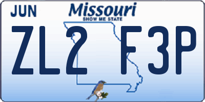 MO license plate ZL2F3P