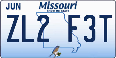 MO license plate ZL2F3T