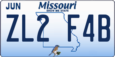 MO license plate ZL2F4B