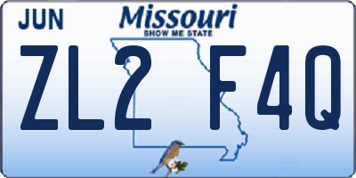 MO license plate ZL2F4Q