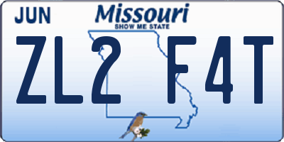 MO license plate ZL2F4T