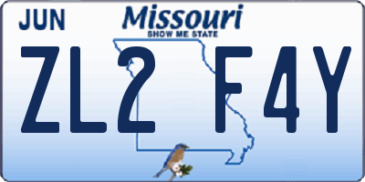 MO license plate ZL2F4Y