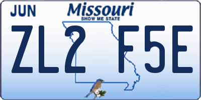 MO license plate ZL2F5E