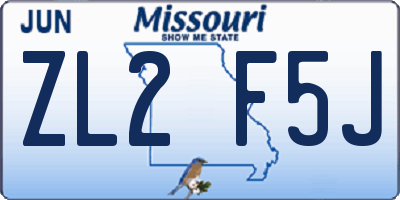 MO license plate ZL2F5J