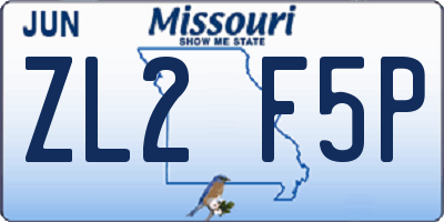 MO license plate ZL2F5P