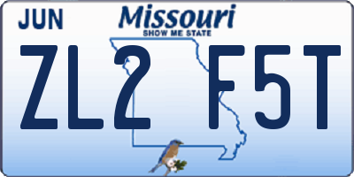 MO license plate ZL2F5T