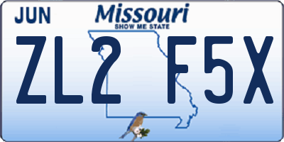 MO license plate ZL2F5X