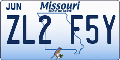 MO license plate ZL2F5Y