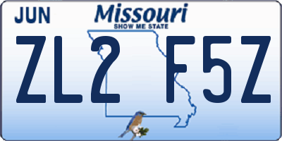 MO license plate ZL2F5Z