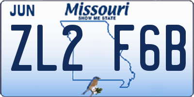 MO license plate ZL2F6B