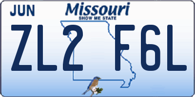 MO license plate ZL2F6L